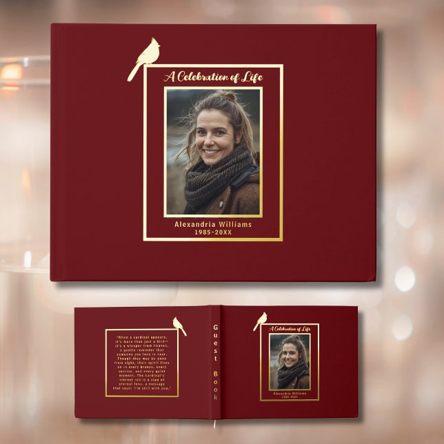 Red Kardinal Bird Real Foil Funerbital Gästebuch (Von Creator hochgeladen)