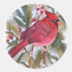 RED KARDINAL BIRD RUNDER AUFKLEBER