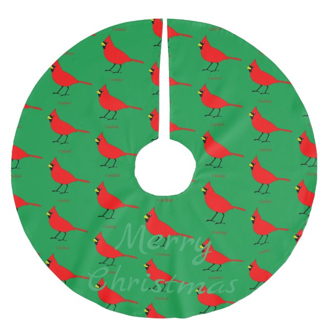 Red Kardinal Bird Thunder_Cove Polyester Weihnachtsbaumdecke (Vorderseite)