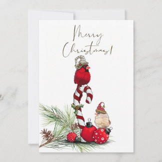 Red Kardinal Bird Watercolor Winter Weihnachten