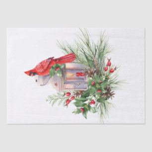 Red Kardinal Bird Watercolor Winter Weihnachten Seidenpapier