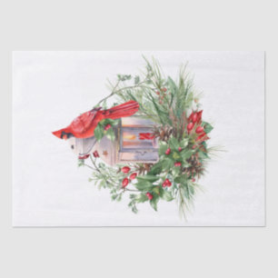 Red Kardinal Bird Watercolor Winter Weihnachten Seidenpapier