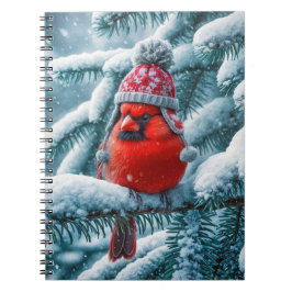 Red Kardinal Bird Wear Winter Hat Notizblock