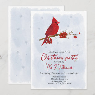 Red Kardinal Bird Weihnachtsfeiertage Party Einlad Einladung