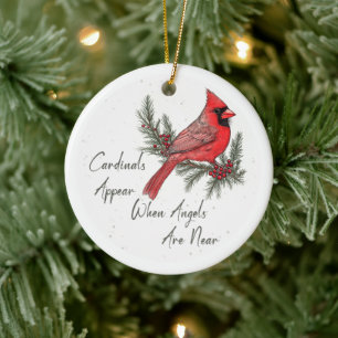 Red Kardinal Bird Winter Christmas Keramik Ornament