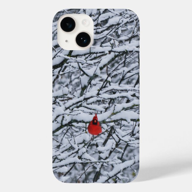 Red Kardinal Bird Winter Phone Case Art (Rückseite)