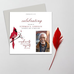 Red Kardinal Celebration of Life Foto Einladung