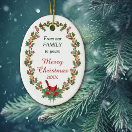 Red Kardinal Holly Christmas Cookie Keramik Ornament