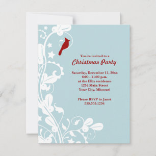 Red Kardinal Light Blue Party Einladung