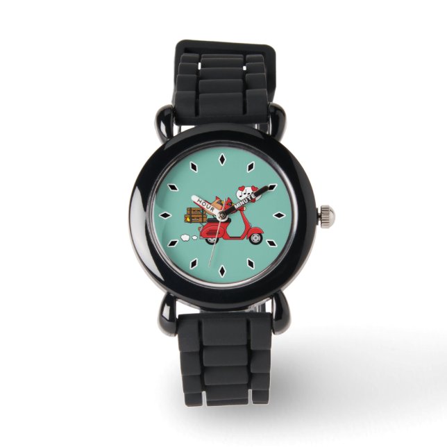 Red Kardinal Lovers on Scooter Armbanduhr (Vorderseite)