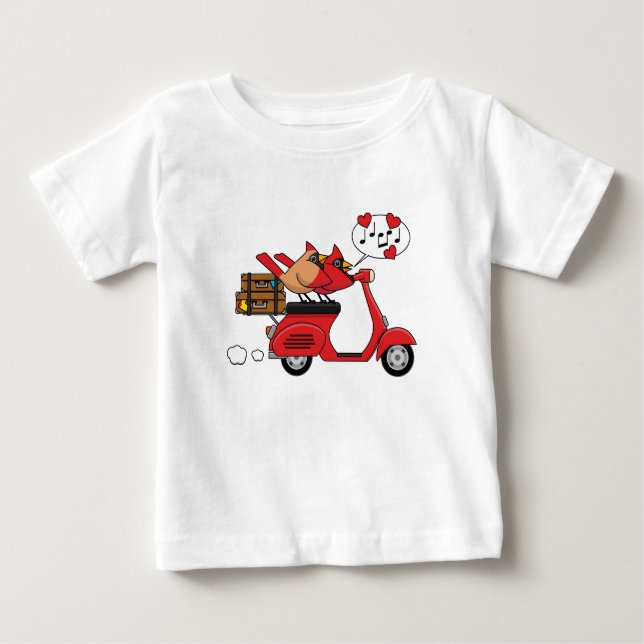 Red Kardinal Lovers on Scooter Baby T-shirt (Vorderseite)