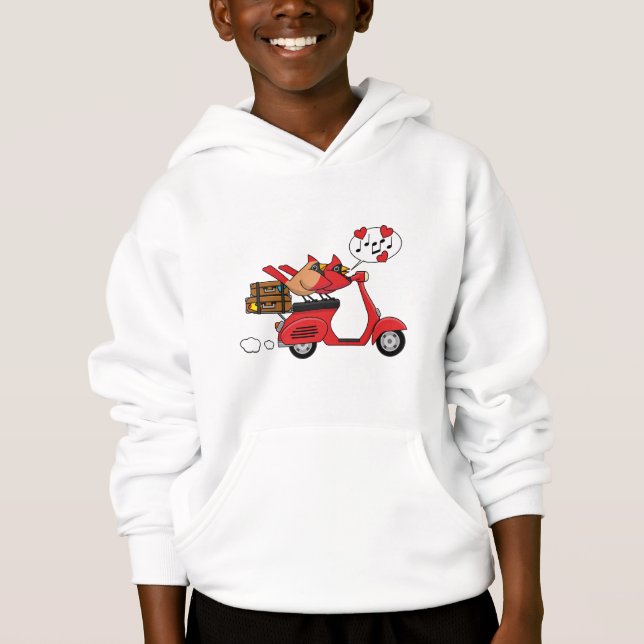 Red Kardinal Lovers on Scooter Hoodie (Vorderseite)
