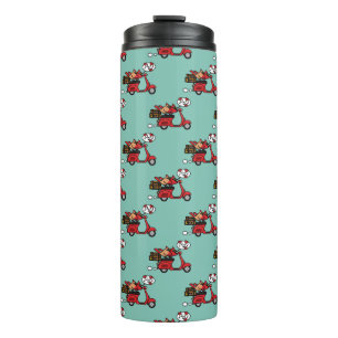 Red Kardinal Lovers on Scooter Thermosbecher