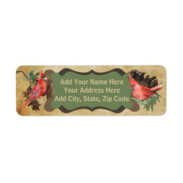 Red Kardinal Pine Cones Holiday Address Labels