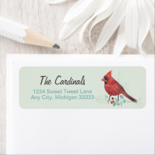 Red Kardinal Watercolor Art Return Address Label