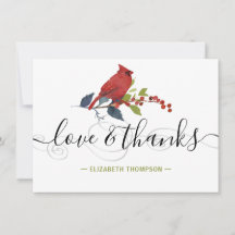 Red Kardinal Watercolor Monogram Liebe & Danke