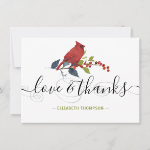 Red Kardinal Watercolor Monogram Liebe & Danke
