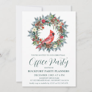 Red Kardinal Wreath Weihnachtsbüro Party Einladung
