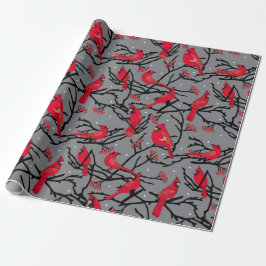 Red Kardinals Pattern Winter Woodland Weihnachten Geschenkpapier