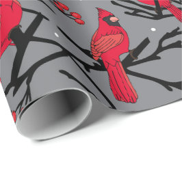 Red Kardinals Pattern Winter Woodland Weihnachten Geschenkpapier