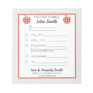 Red Kariert Apple School Entschuldigung Notizblock