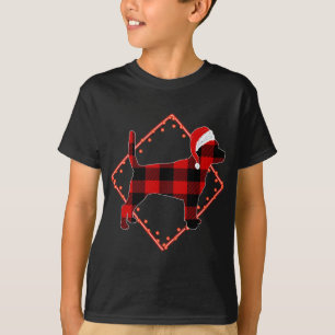 Red Kariert Beagle Dog Weihnachten Pajamas Familie T-Shirt