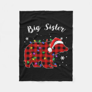 Red Kariert Big Sister Bear Buffalo Family Pajama  Fleecedecke