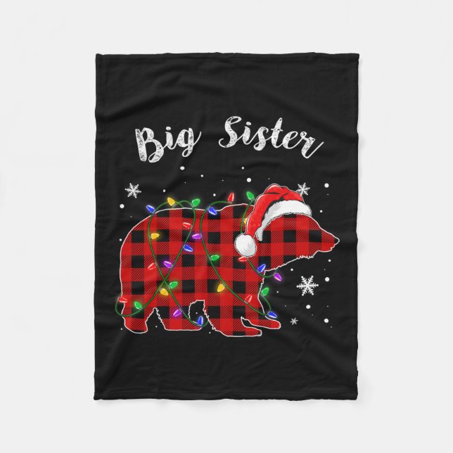 Red Kariert Big Sister Bear Buffalo Family Pajama  Fleecedecke (Vorderseite)