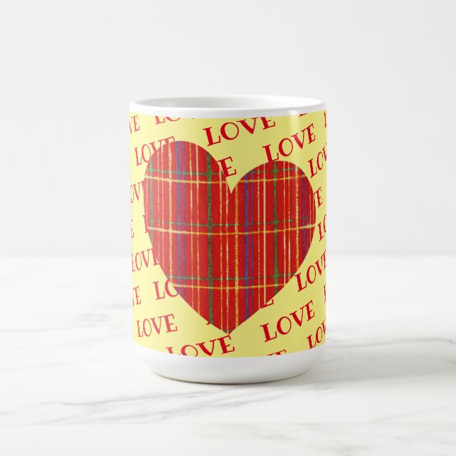 Red Kariert Bright Heart Liebe Tasse Cup (Mittel)