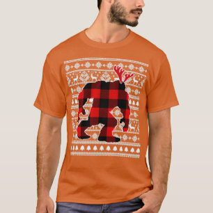 Red Kariert Buffalo Bigfoot Weihnachten Pajamas Xm T-Shirt