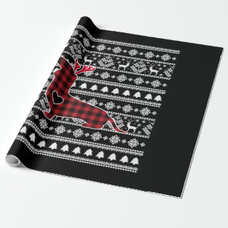 Red Kariert Buffalo Dackel Dog Weihnachten Geschenkpapier