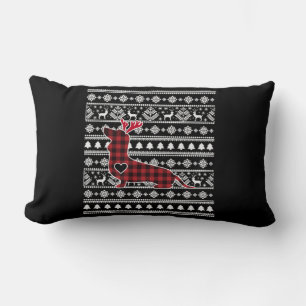 Red Kariert Buffalo Dackel Dog Weihnachten Lendenkissen