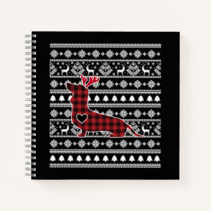Red Kariert Buffalo Dackel Dog Weihnachten Notizbuch