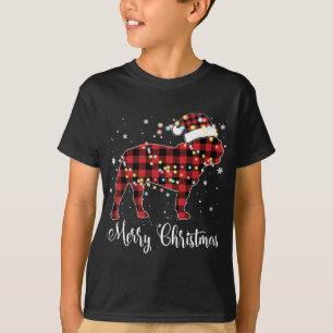 Red Kariert Buffalo French Bulldog Frohe Weihnacht T-Shirt