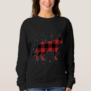 Red Kariert Buffalo German Shepherd Dog Christmas  Sweatshirt