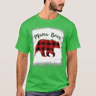 Red Kariert Buffalo Mama Bear Christmas Pajamas Fa T-Shirt