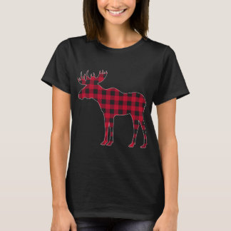 Red Kariert Buffalo Moose Christmas Matching Famil T-Shirt