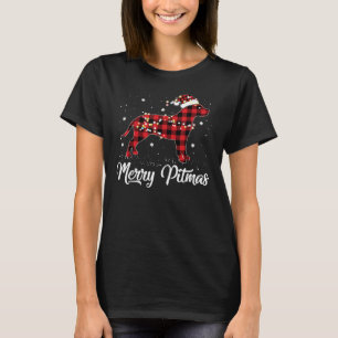 Red Kariert Buffalo Pitbull Merry Pitmas Pit Bull  T-Shirt