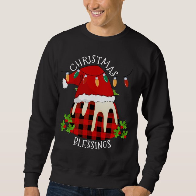 Red Kariert Buffalo Weihnachts Pudding Sweatshirt (Vorderseite)