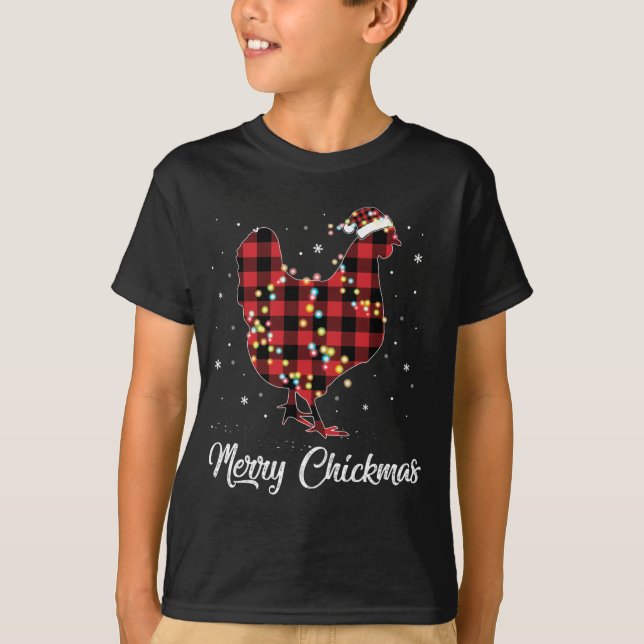 Red Kariert Chicken Mercosur Weihnachten Pajama T-Shirt (Vorderseite)