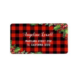 Red Kariert Christmas Address Label Adressaufkleber