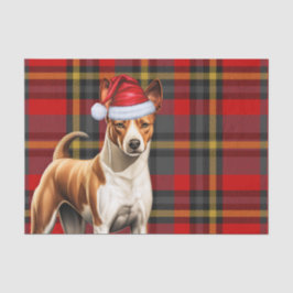 Red Kariert Christmas Basenji Dog Holiday Seidenpapier
