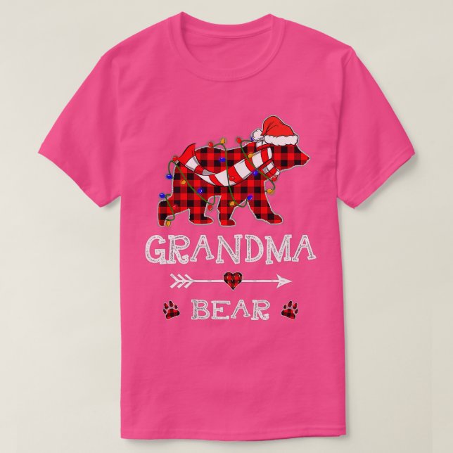 Red Kariert Christmas Pajama Familie Grandma Bear  T-Shirt (Design vorne)