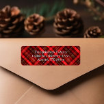 Red Kariert Christmas Tartan Rücksendeadresse<br><div class="desc">Ein klassisches kariertes Tartanmuster hinter Ihrer Rücksendeadresse für Weihnachtskarten und Urlaubbriefe. Ein festliches,  traditionelles Urlaubslabel.</div>