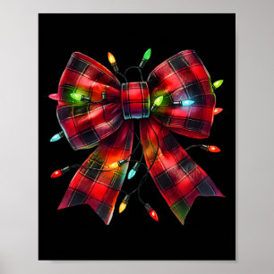 Red Kariert Coquette Bow Weihnachten Weihnachten W Poster