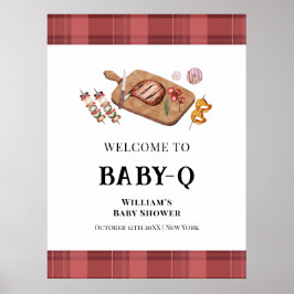 Red Kariert Country Baby Q Baby Dusche Willkommen Poster