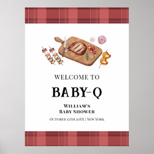 Red Kariert Country Baby Q Baby Dusche Willkommen Poster