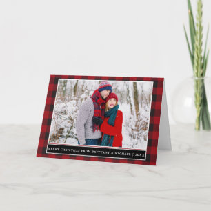 Red Kariert Couple Foto Frohe Weihnachten geklappt