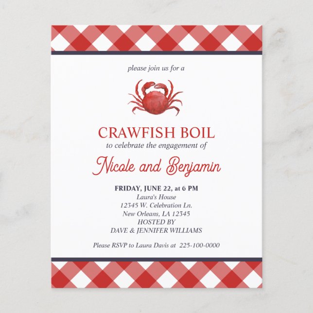 RED Kariert Crawfish Booking Party (Vorderseite)