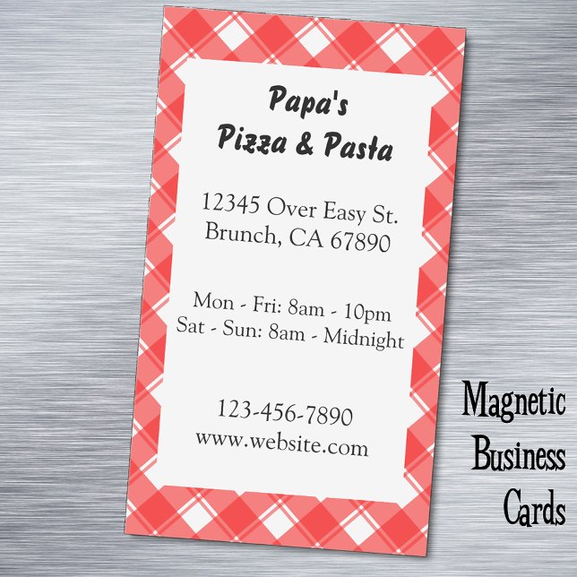 Red Kariert Custom Restaurant und Magnetkarte Magnetische Visitenkarte (Red white plaid custom magnetic business card)
